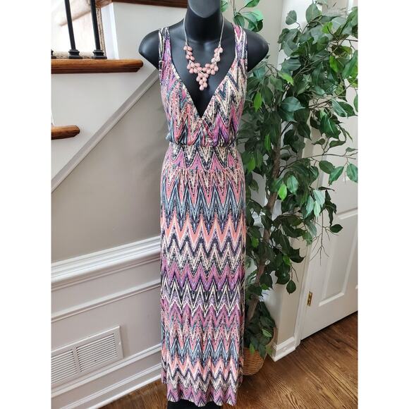 Loveappella Dresses & Skirts - Love Appella Women Polyester V-Neck Sleeveless Casual Long Maxi Dress Size Small
